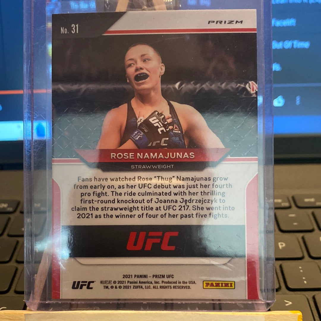 2021 Panini Prizm UFC Debut Edition #31 Rose Namajunas Silver Prizm Trading Card