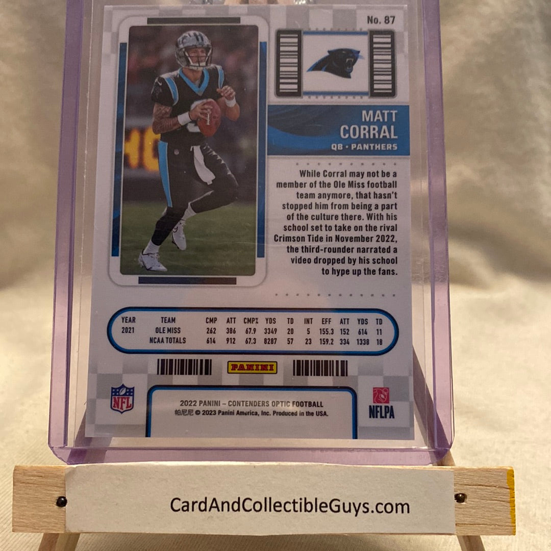 2022 Contenders Optic Football #87 MATT CORRAL RC Rookie Ticket Trading Card