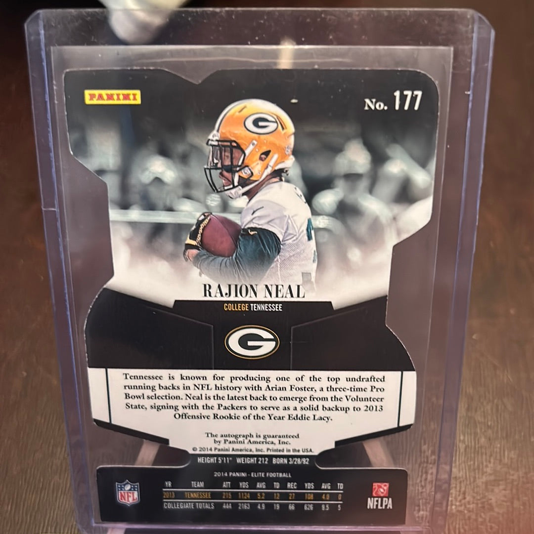 2014 Panini Elite Status Gold Die-Cut 181/199 Rajion Neal #177 Rookie Auto RC Trading Card