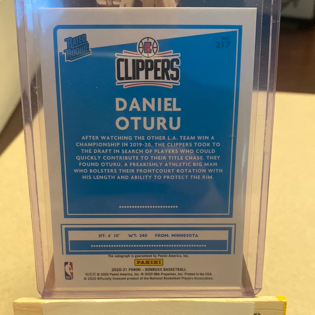 DANIEL OTURU 2020-21 Donruss Rated Rookie Silver Choice AUTO #217 RC CLIPPERS Trading Card