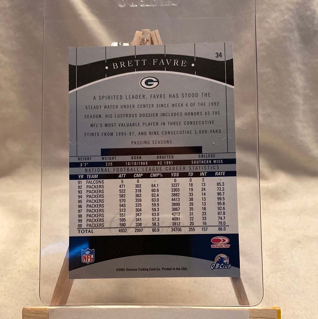 2001 Donruss Classics Brett Favre card #34 Trading Card