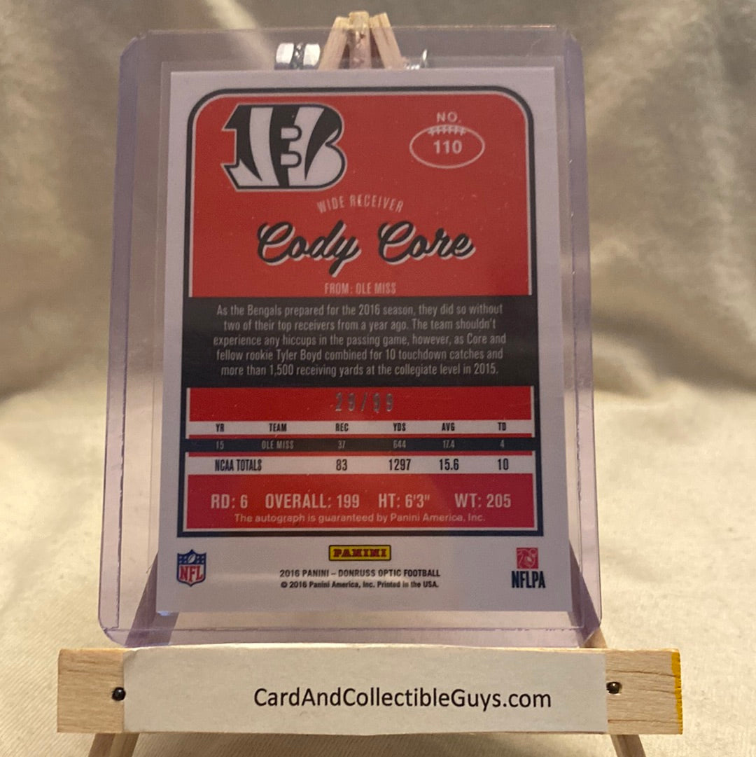 2016 Donruss Optic Holo Signatures 29/99 Cody Core #110 Rookie Auto RC Trading Card