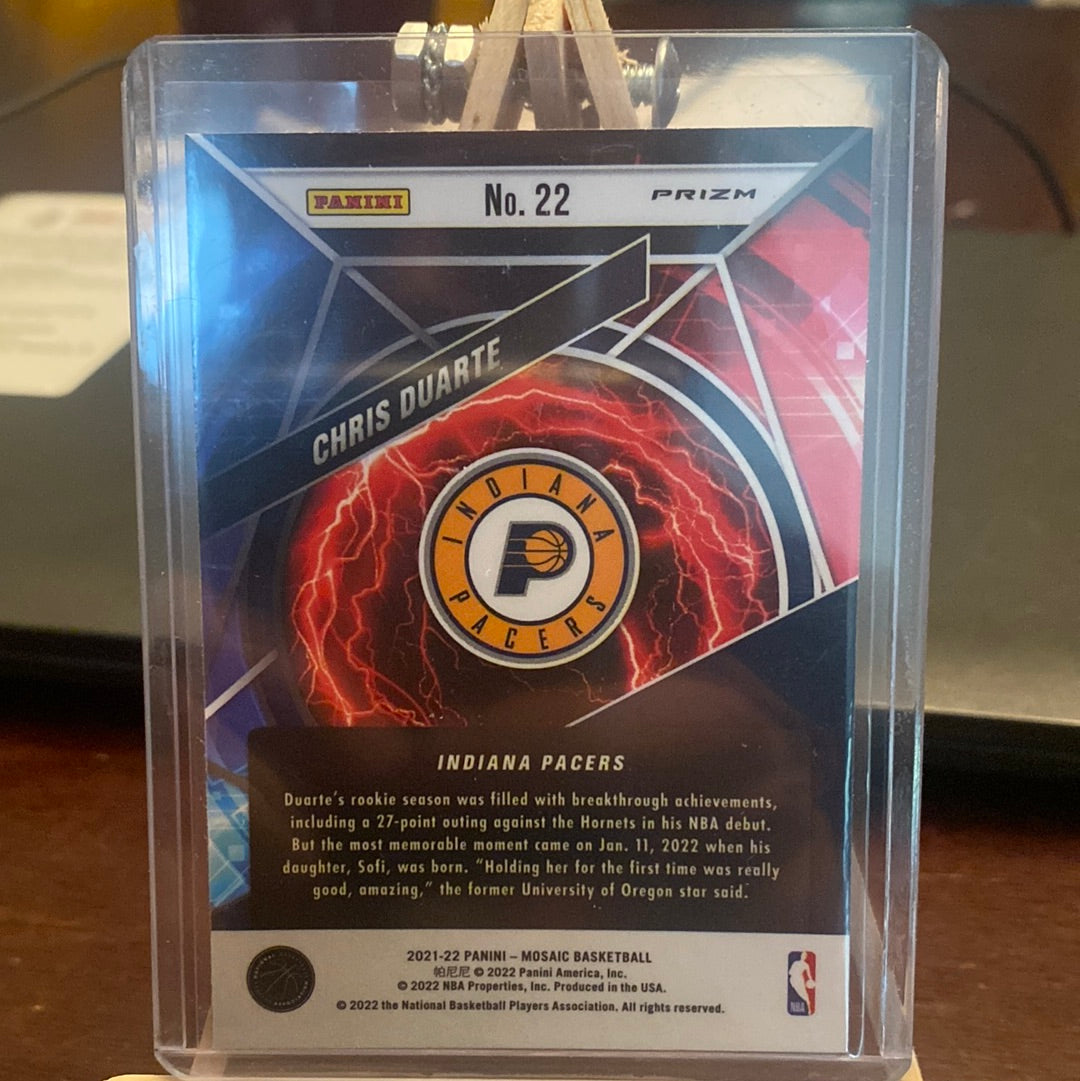 2021-22 Panini Mosaic #22 Chris Duarte Silver Overdrive Prizm Insert RC Pacers Trading Card