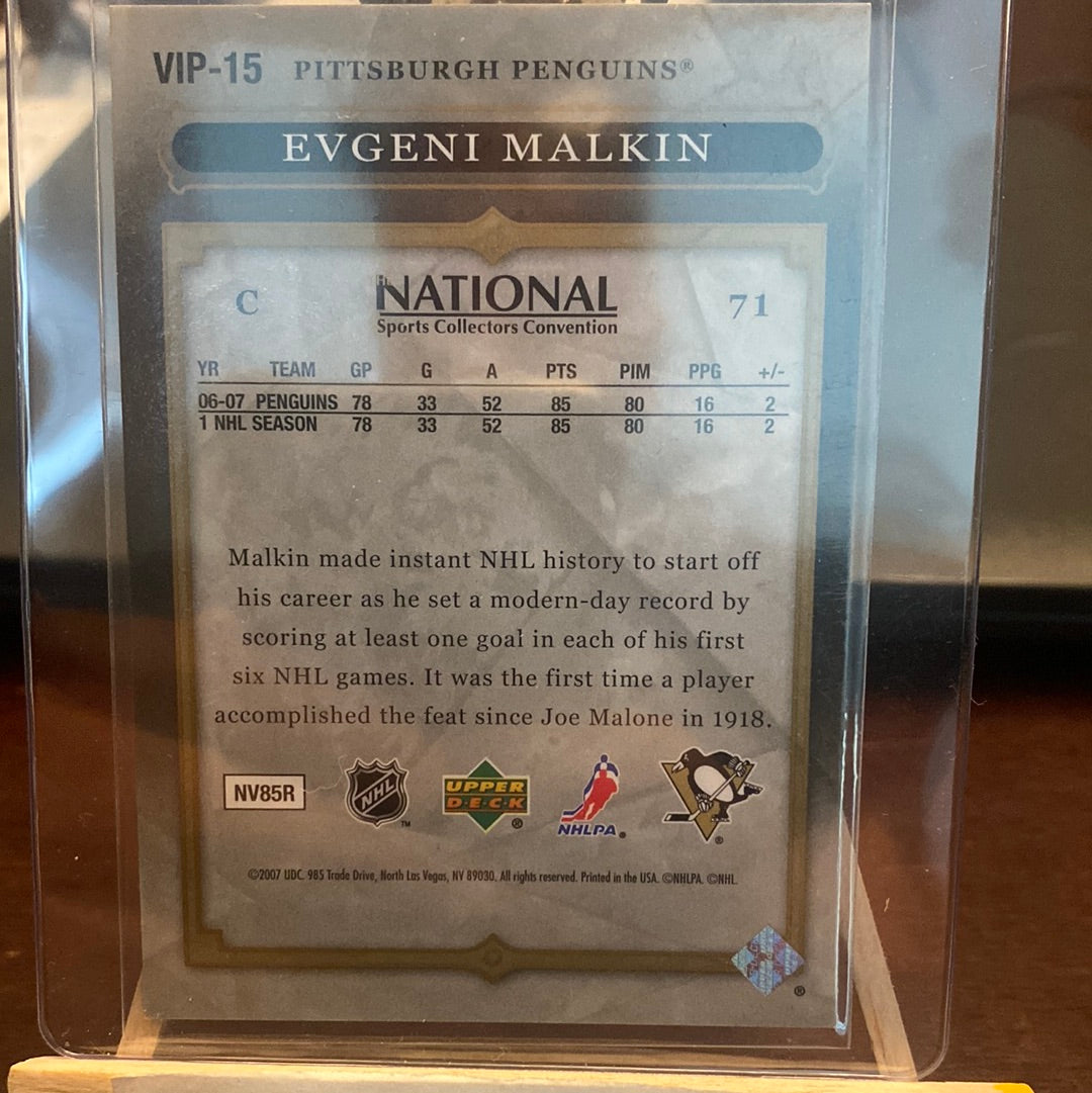 2007 Upper Deck National Convention VIP Evgeni Malkin #VIP-15 Trading Card