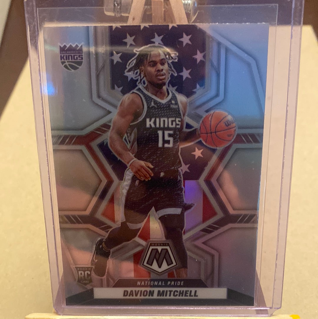 Davion Mitchell 2022 Panini Mosaic National Pride Silver Prizm RC No. 254 Trading Card