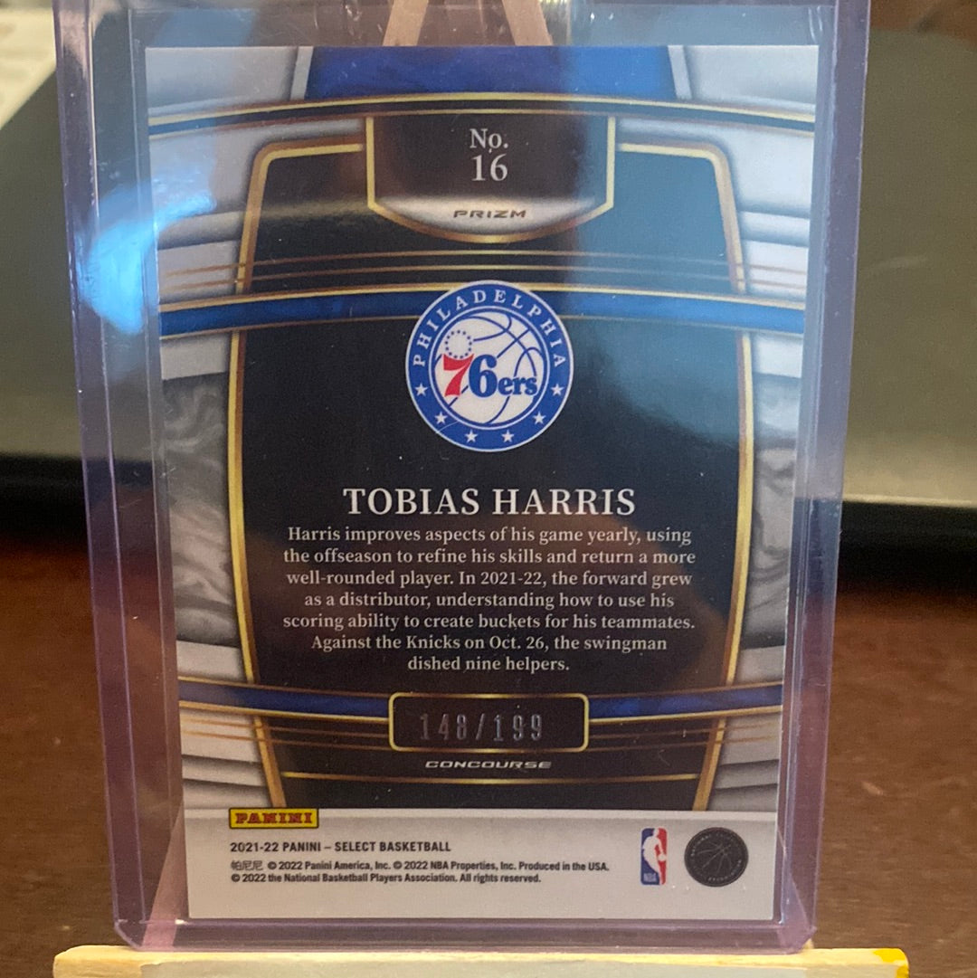 2021-22 Panini Select Concourse Red Prizm 148/199 Tobias Harris #16 76ers Trading Card
