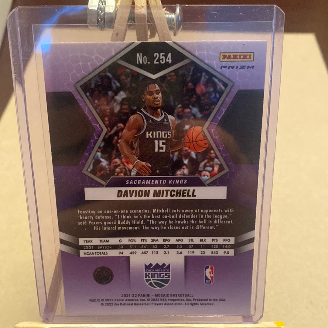 Davion Mitchell 2022 Panini Mosaic National Pride Silver Prizm RC No. 254 Trading Card