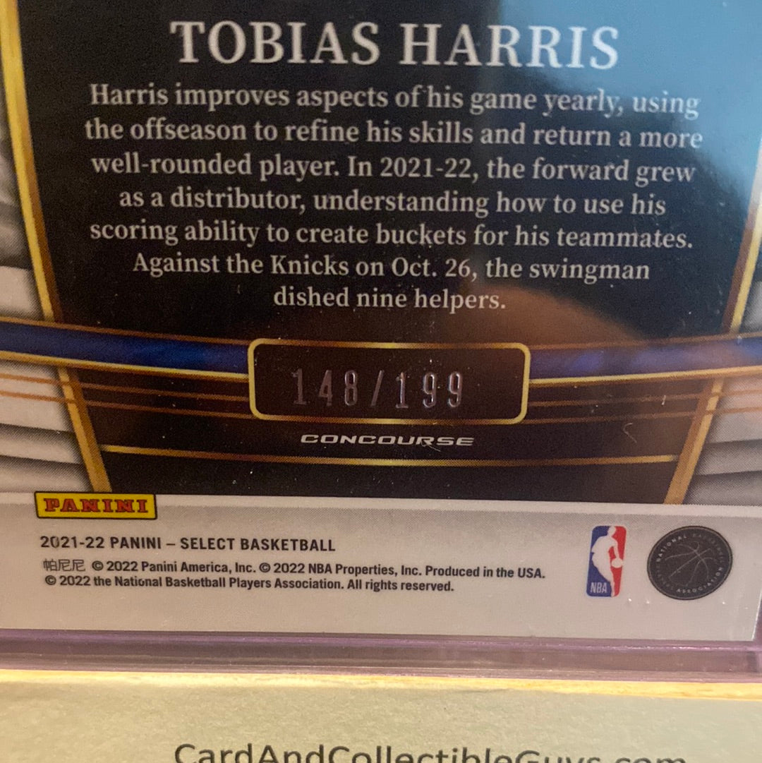2021-22 Panini Select Concourse Red Prizm 148/199 Tobias Harris #16 76ers Trading Card