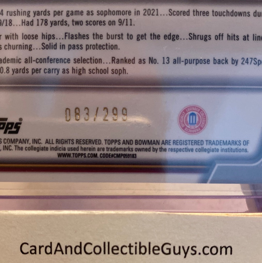 Treyson Potts 2022 Bowman University Chrome Aqua Wave Refractor 083/299 Trading Card