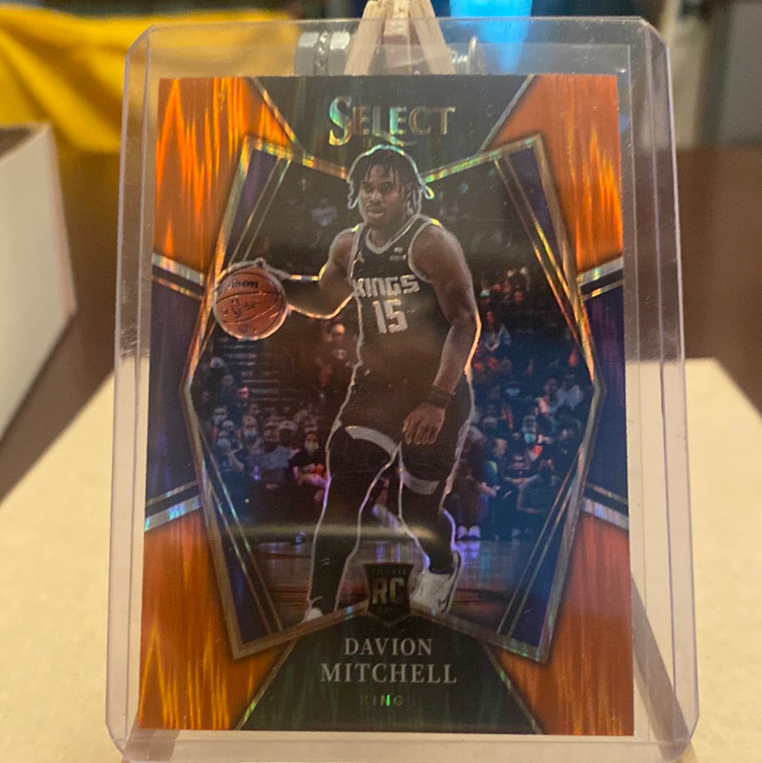 Davion Mitchell RC #118 Orange Shimmer Prizm Premier Level Select Kings 2021-22 Trading Card