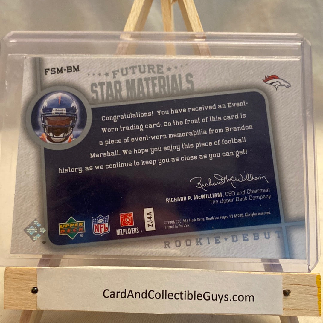 2006 Upper Deck Brandon Marshall Future Star Materials Patch Card FSM-BM Trading Card