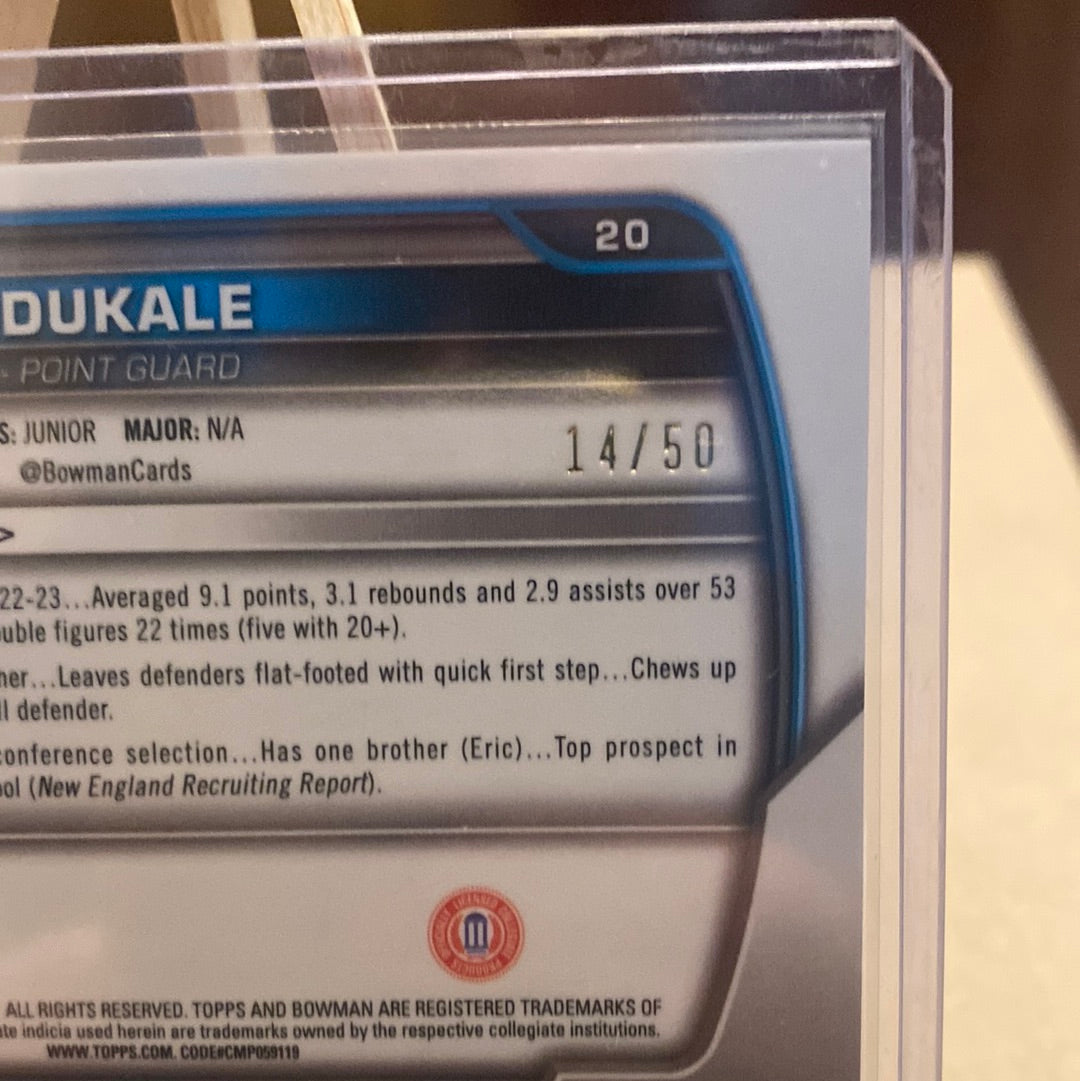 2023 Bowman University Chrome #20 Femi Odukale 1st Gold Shimmer Refractor 14/50 Trading Card