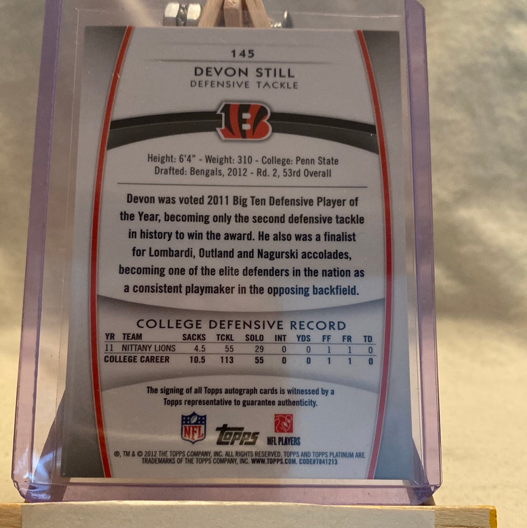 2012 Topps Platinum Rookie Refractor Auto Devon Still #145 Rookie Auto RC Trading Card