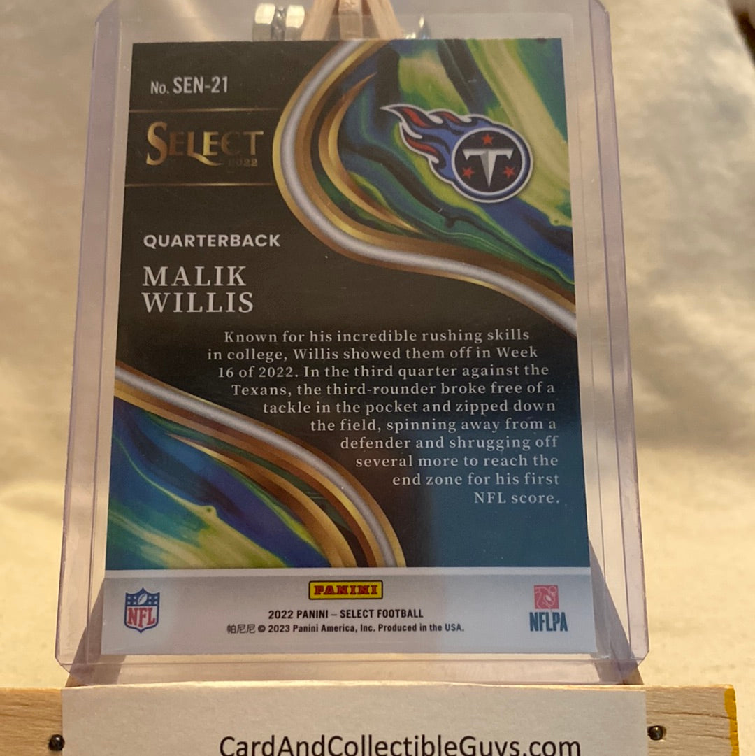 Malik Willis RC Silver Prizm Rookie Sensations 2022 Panini Select TEN Titans Trading Card
