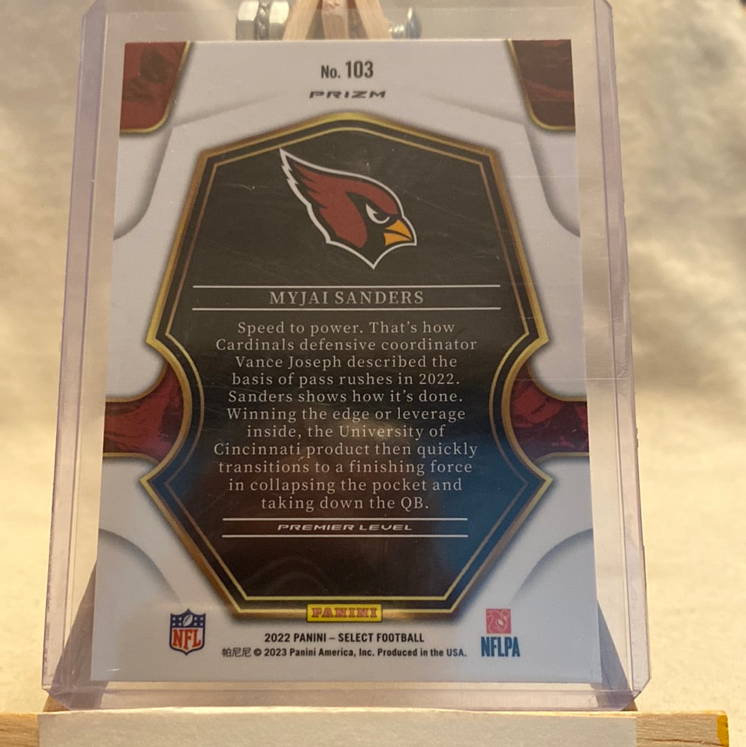2022 Panini Select Myjai Sanders Silver Rookie RC Premier Level Cardinals Trading Card