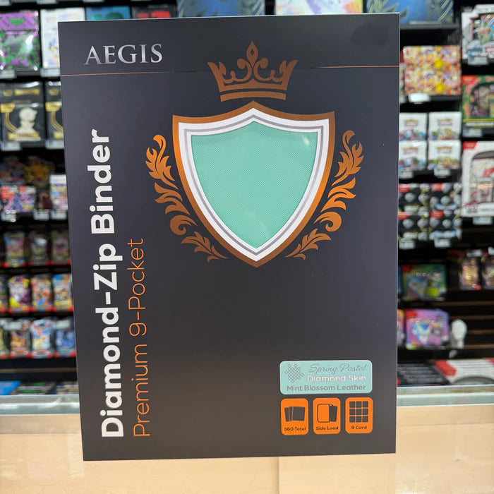 Protect: AEGIS Premium 9-Pocket Diamond Zip Binder (Mint Blossom)