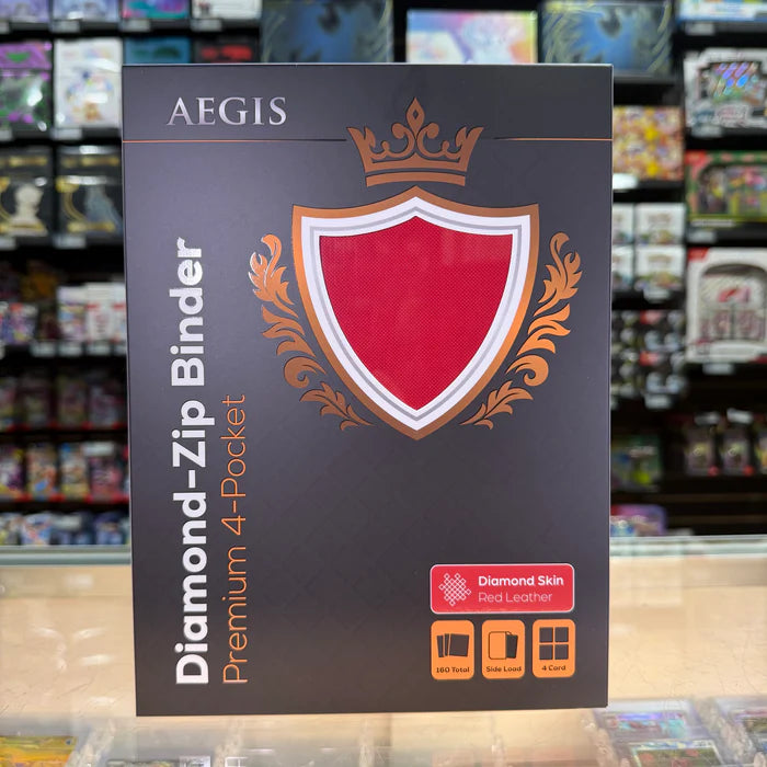 Protect: AEGIS Premium 4-Pocket Diamond Zip Binder (Red)