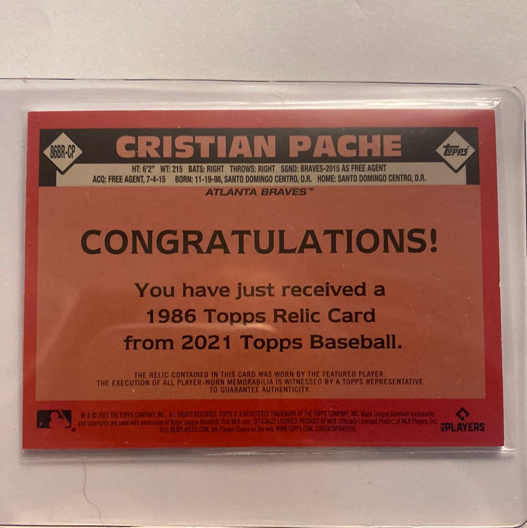2021 Topps Cristian Pache relic trading card