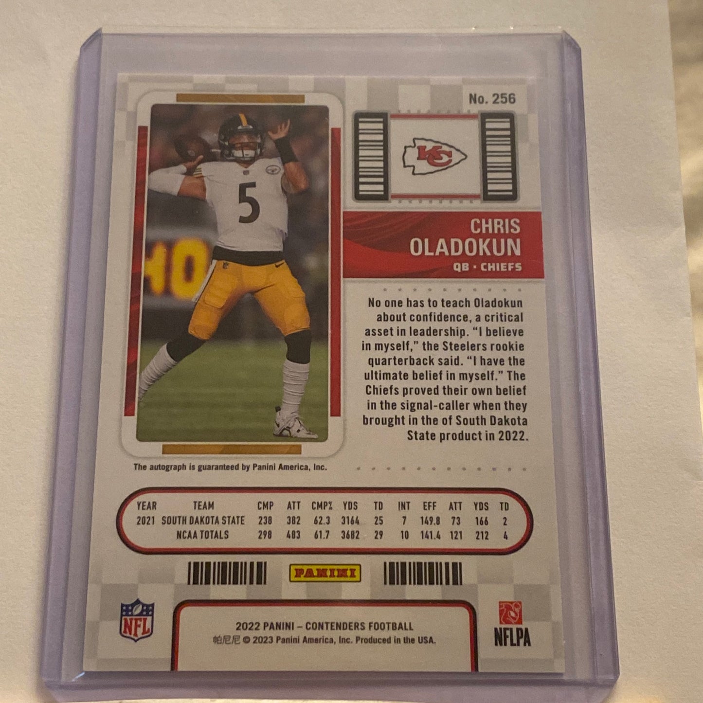 2022 Panini Contenders Chris Oladokun Autographed trading card