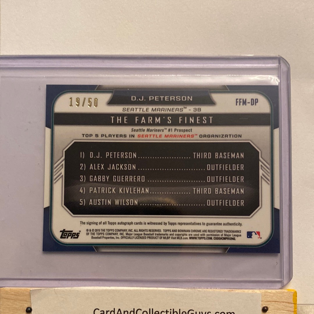 2015 Bowman Chrome DJ Peterson Mini Gold Shimmer /50 Autograph trading card