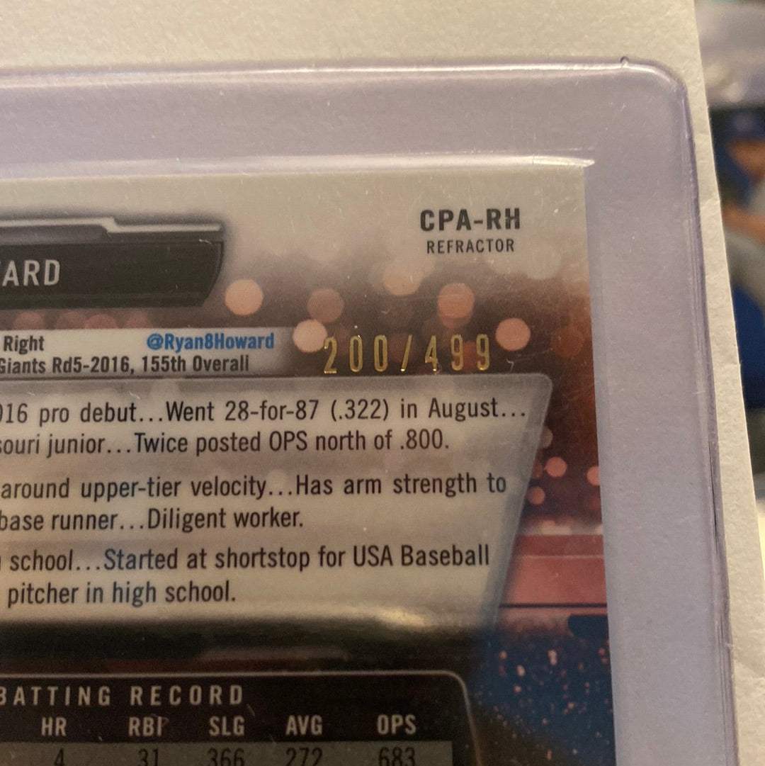 2017 Bowman Chrome Ryan Howard Autographed trading card