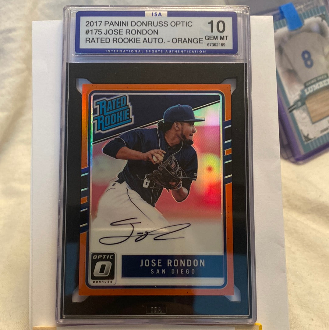 2017 Panini Optic Jose Rondon Autographed ISA10 trading card