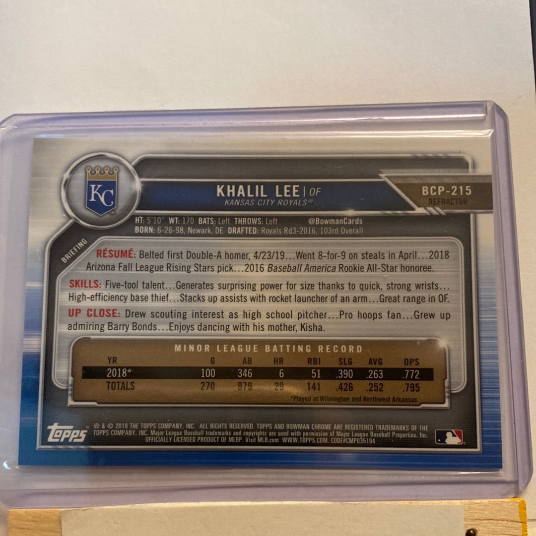 2019 Bowman Chrome Khalil Lee refractor trading card