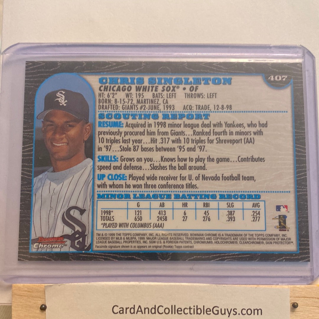 1999 Bowman Baseball Chris Singleton Chrome Autographed trading card