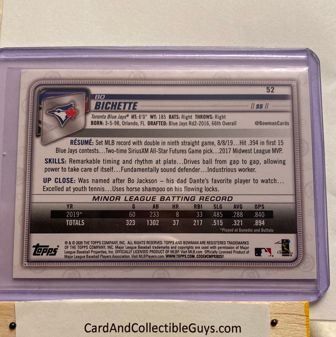 2020 Bowman Base Bo Bichette trading card