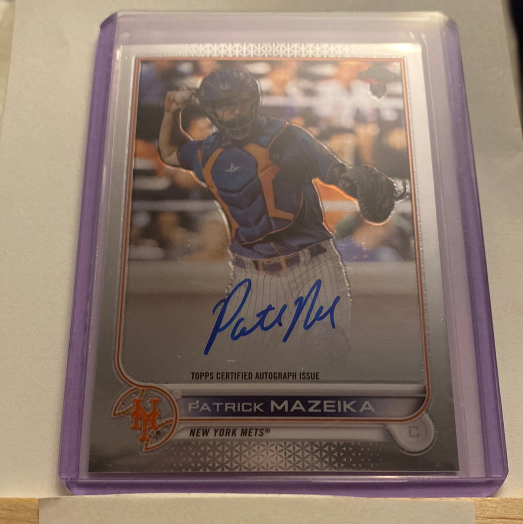 2022 Topps Chrome Patrick Mazeika Autographed trading card