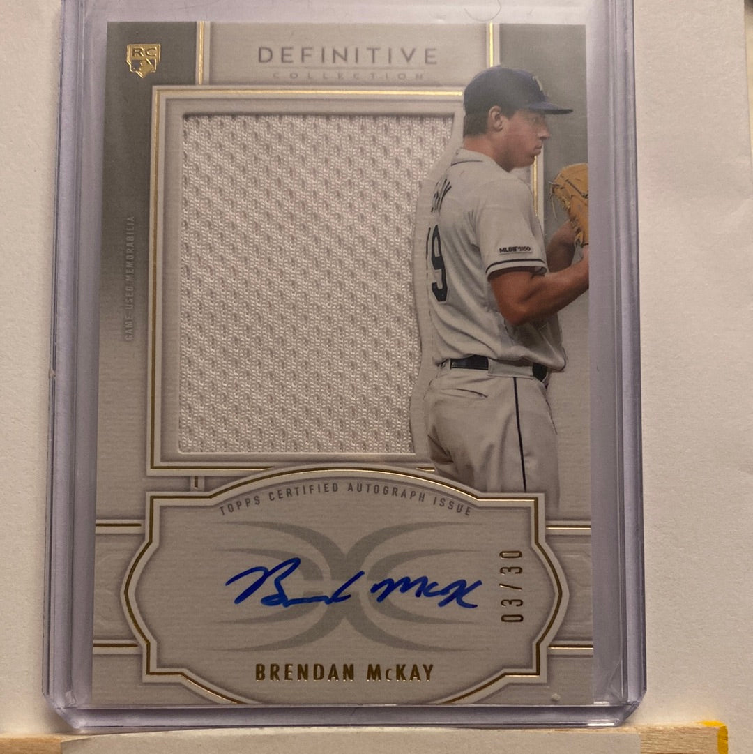 2020 Topps Definitive Brendan McKay Relic/Autographed /30 trading card