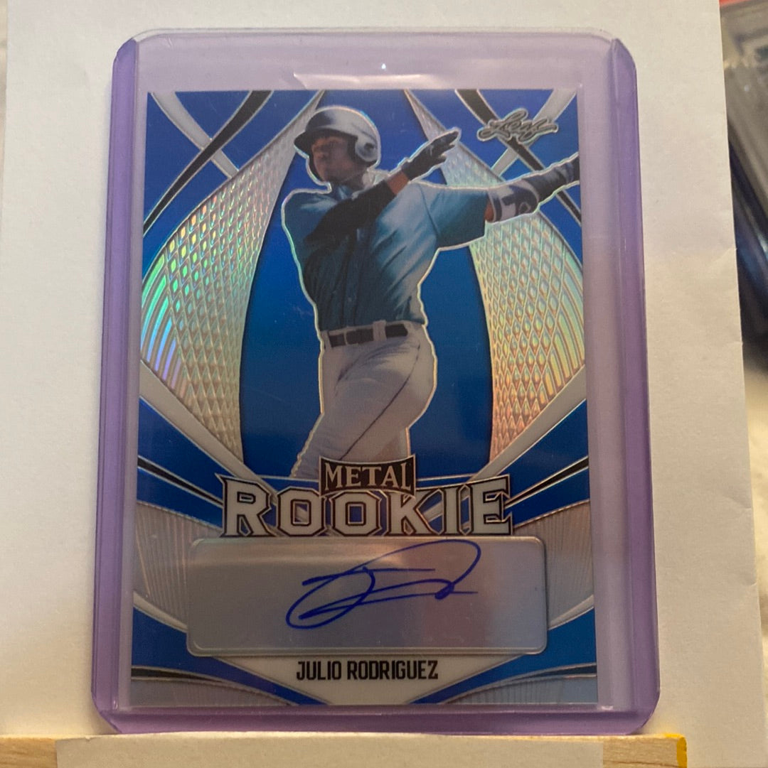 2020 Leaf Metal Julio Rodriguez Autographed Blue/25 trading card