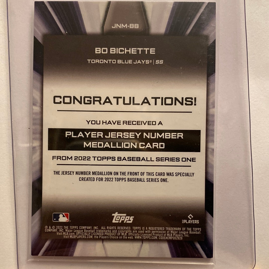 2022 Topps series 2 Bo Bichette number medallion trading card