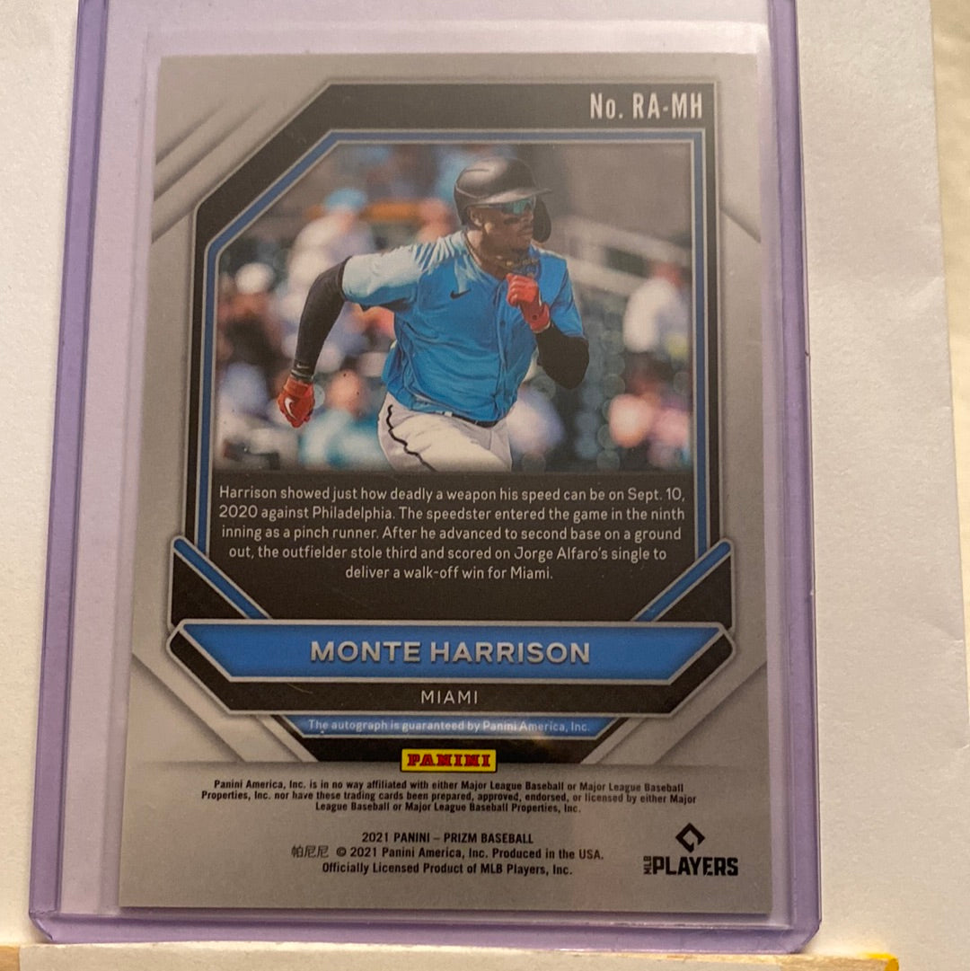 2021 Panini Prizm Monte Harrison Autographed trading card