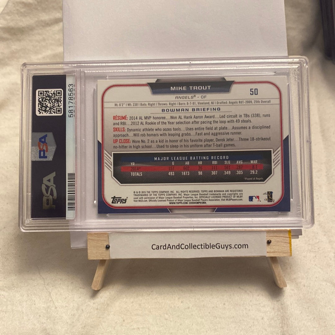 2015 Bowman Mike Trout PSA 9 trading card