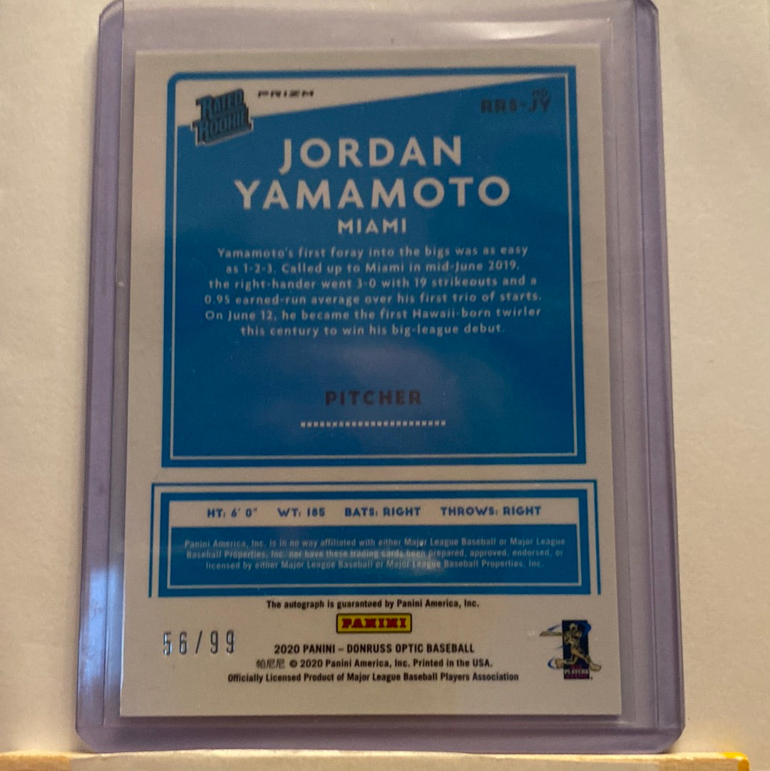 2020 Donruss Optic Jordan Yamamoto Auto Red trading card