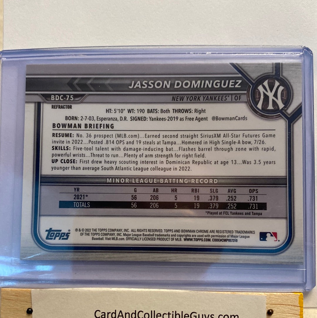 2022 Bowman Chrome Draft Jason Dominguez Refractor trading card