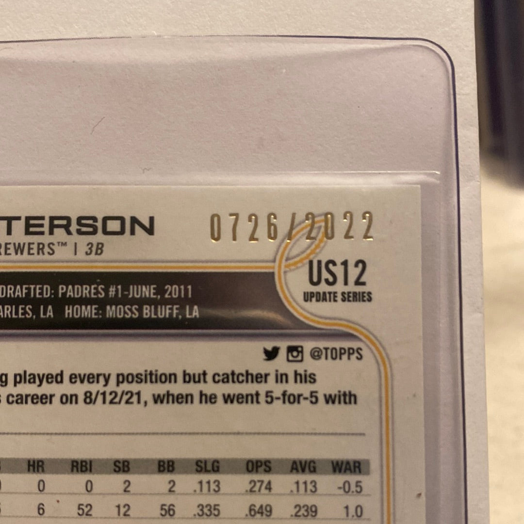 2022 Topps Updated Jace Peterson Gold /2022 trading card