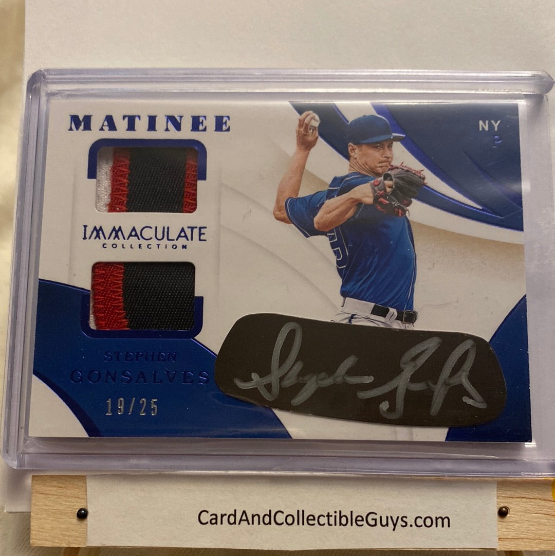 2020 Panini Stephen Gonsalves Relic and Auto /25 trading card