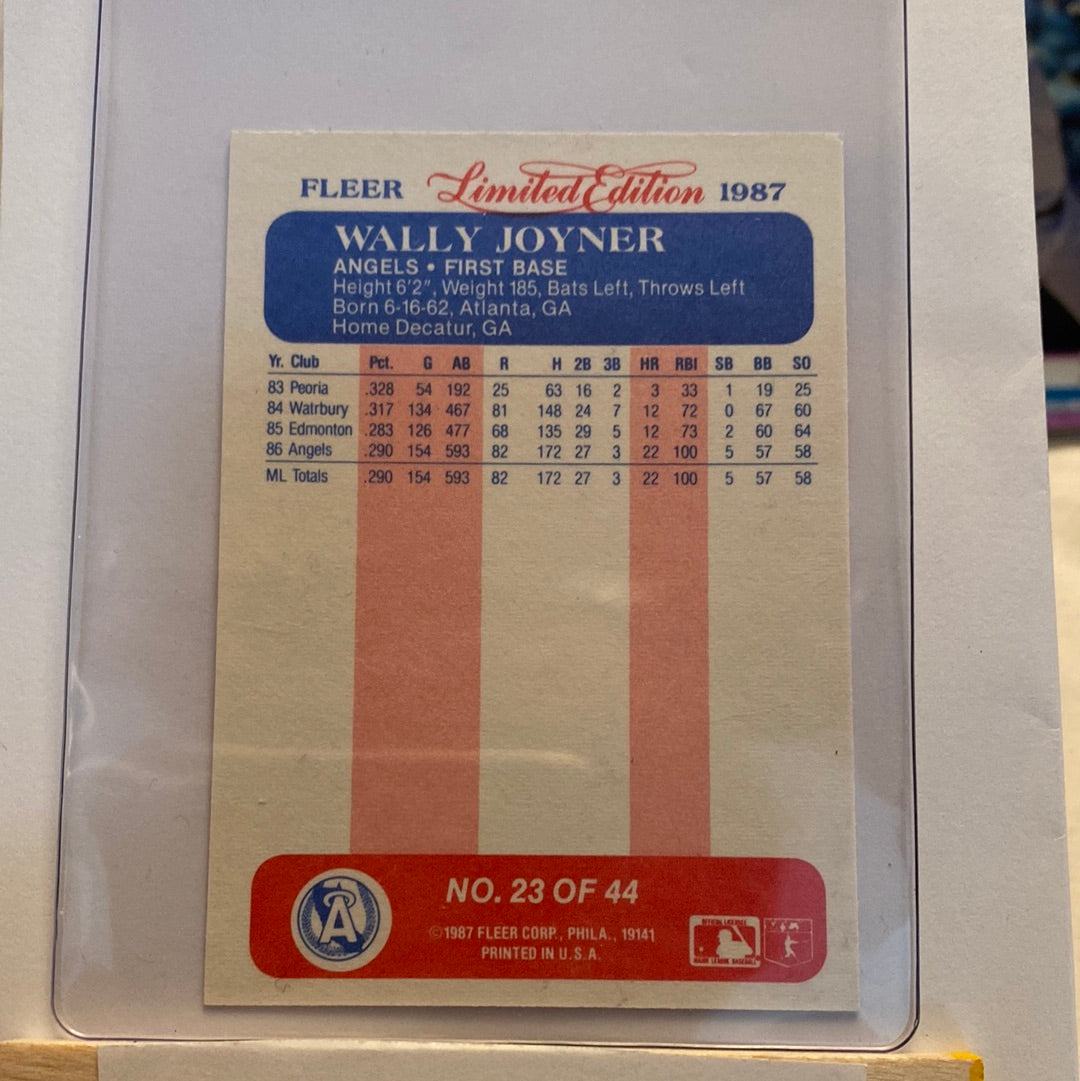 1987 Fleer Wally Joyner trading card