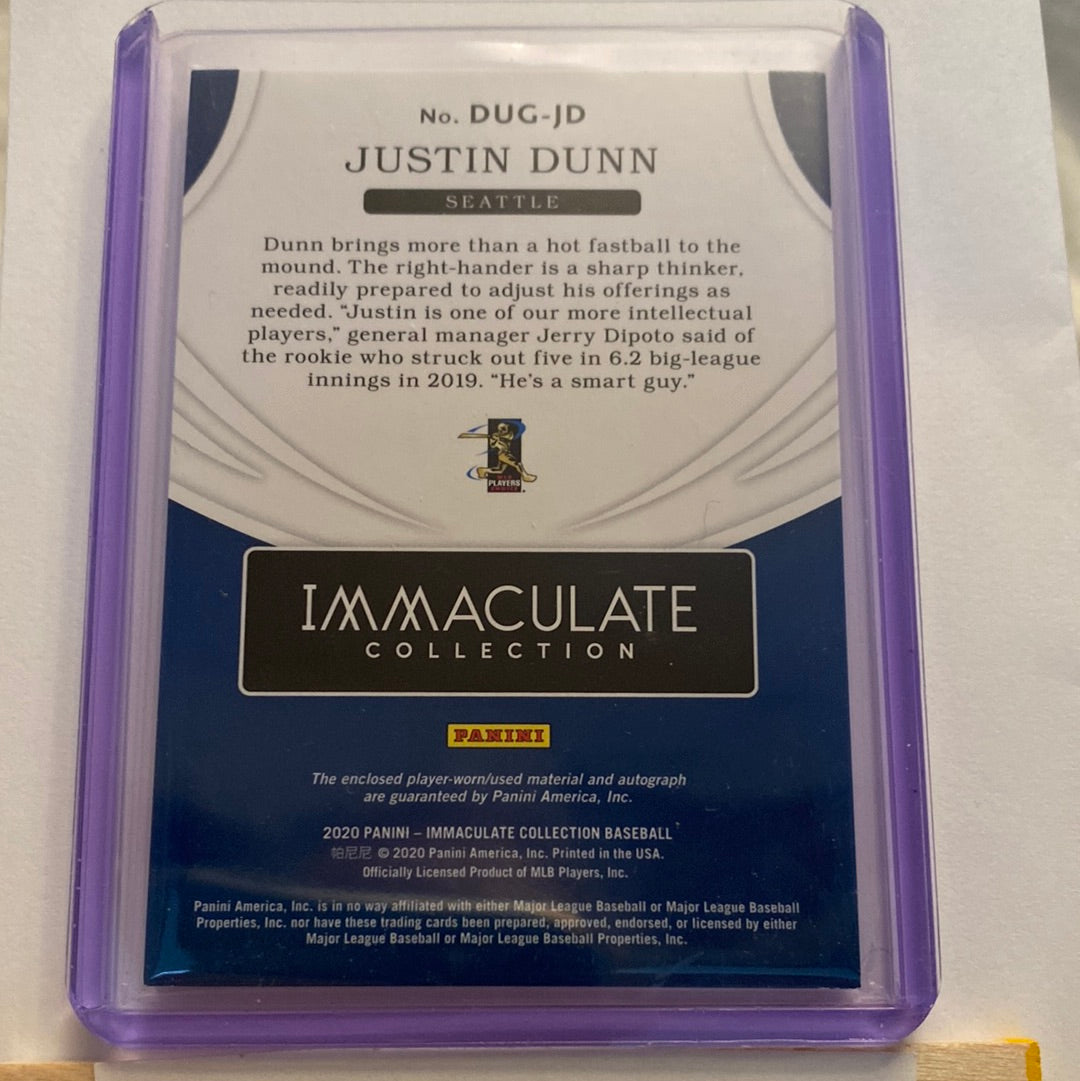 2020 Panini Immaculate Justin Dunn Relic autographed /25 trading card