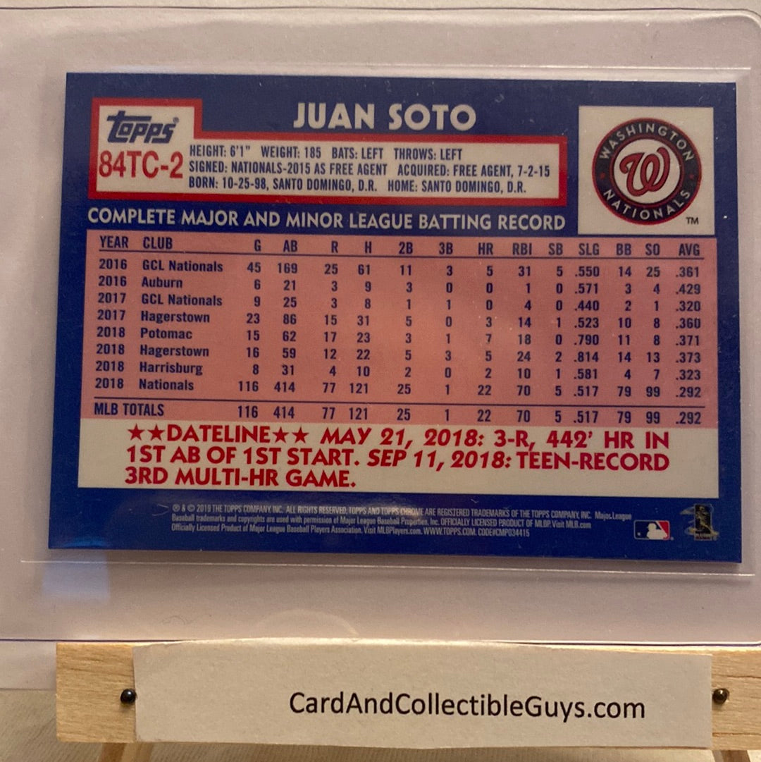 2019 Topps Chrome Juan Soto 1984 parallel trading card