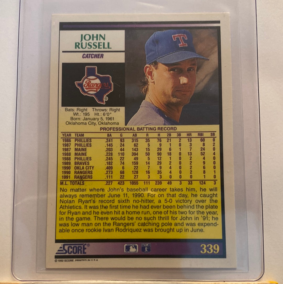 1992 Score John Russell Autographed trading card