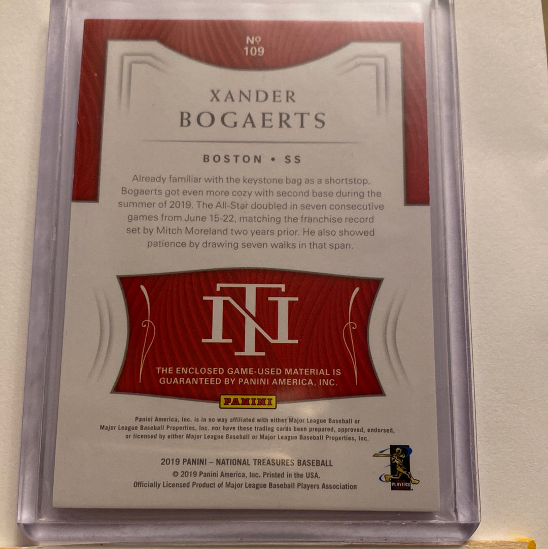 2019 Panini National Treasures Xander Bogaerts relic /99 trading card