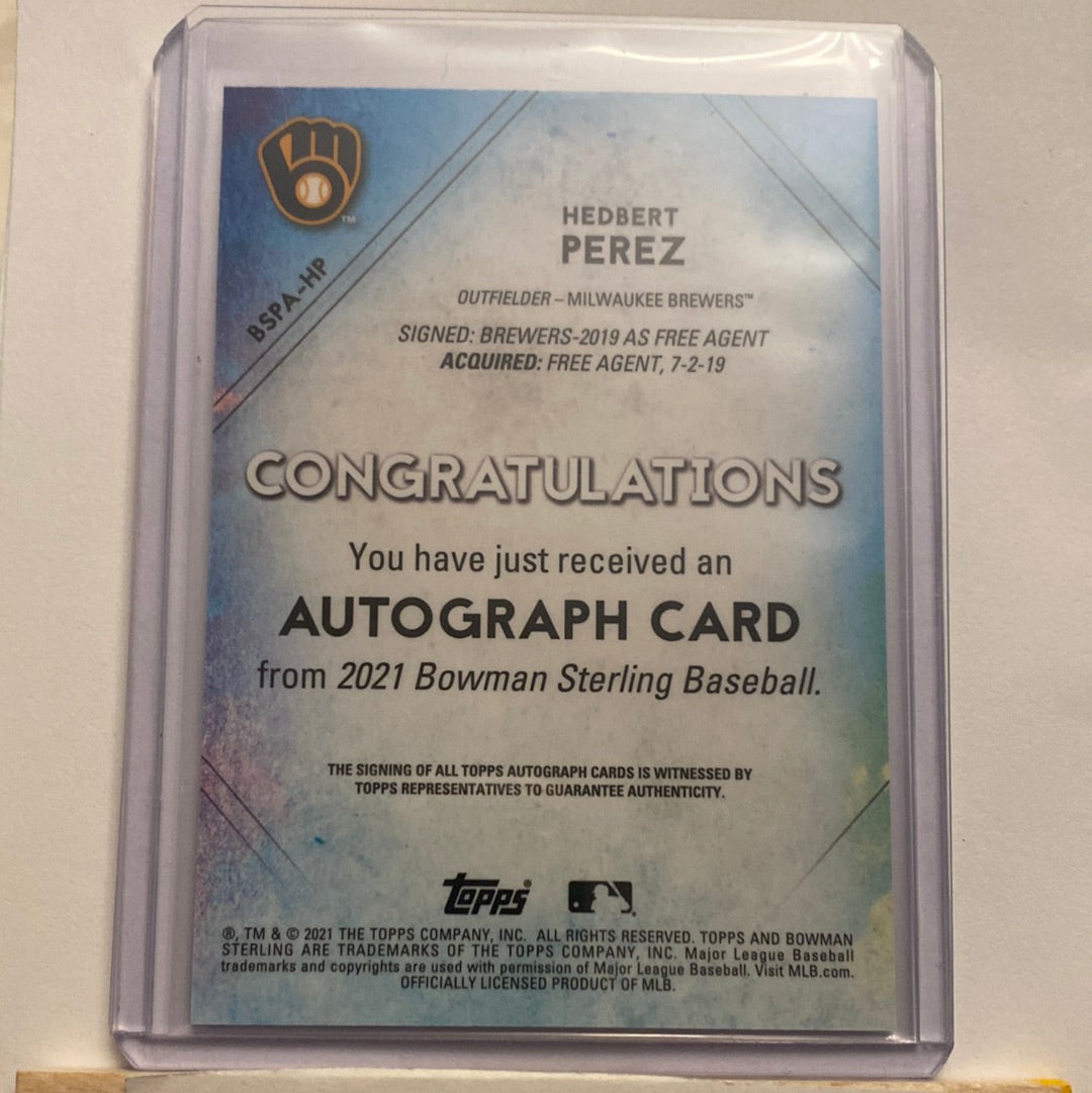 2021 Bowman Sterling Hedbert Perez Autographed trading card