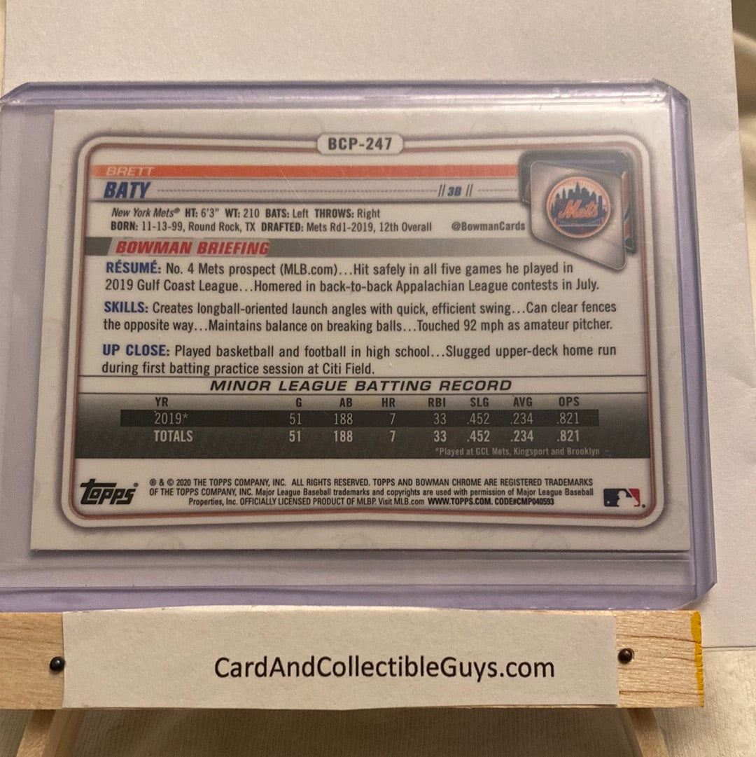 2020 Bowman Chrome Mojo Refractor Brett Baty trading card