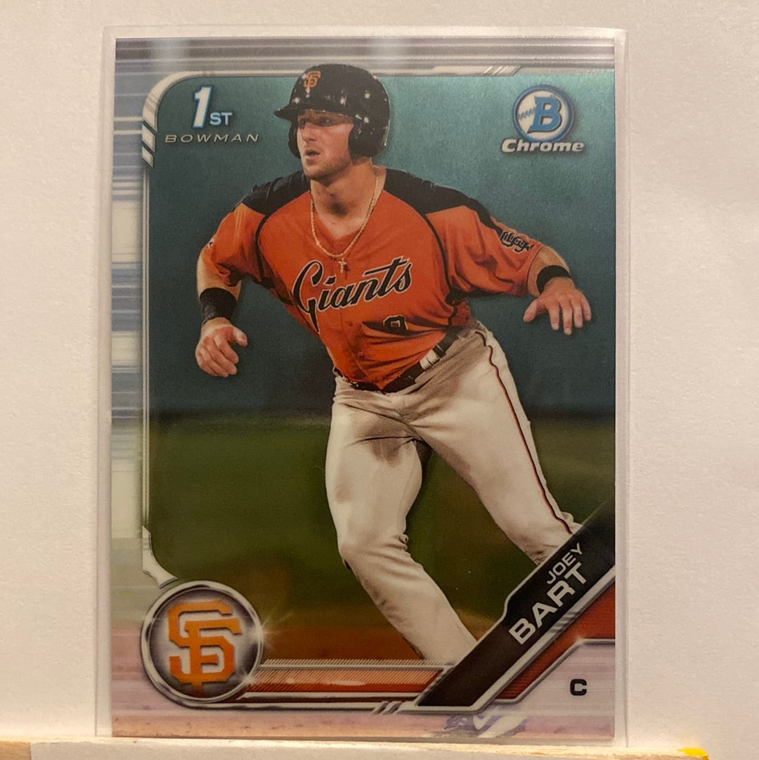 2019 Bowman Chrome Joey Bart Base & Mojo refractor trading card pair