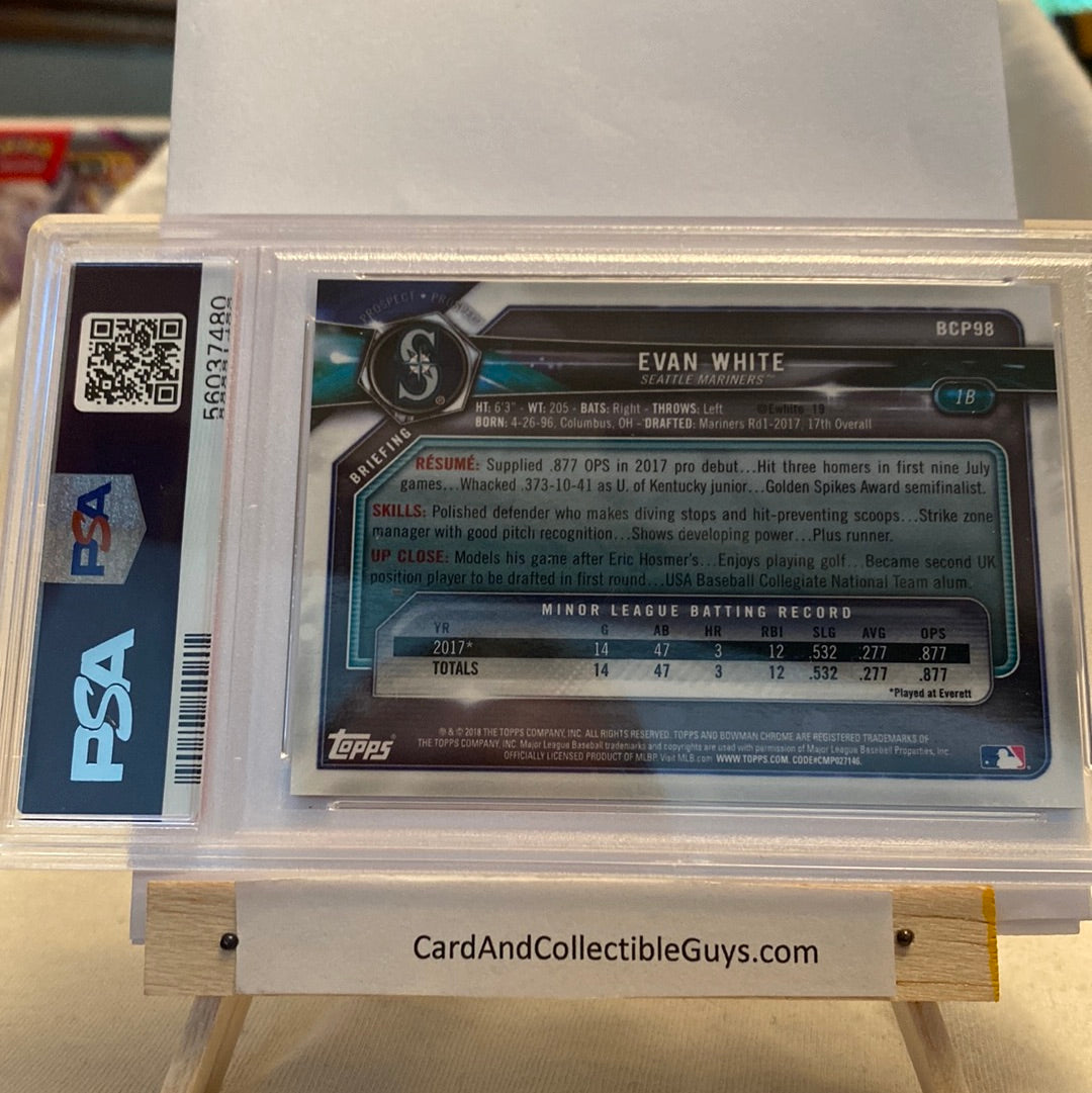 2018 Bowman Chrome Evan White PSA9 Gold trading card