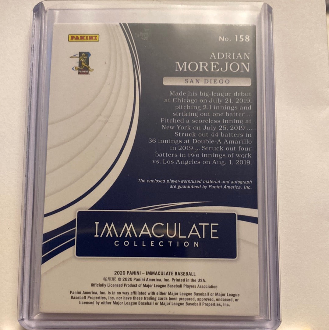 2020 Panini Adrian Morejon Patch/Autograph /49 trading card