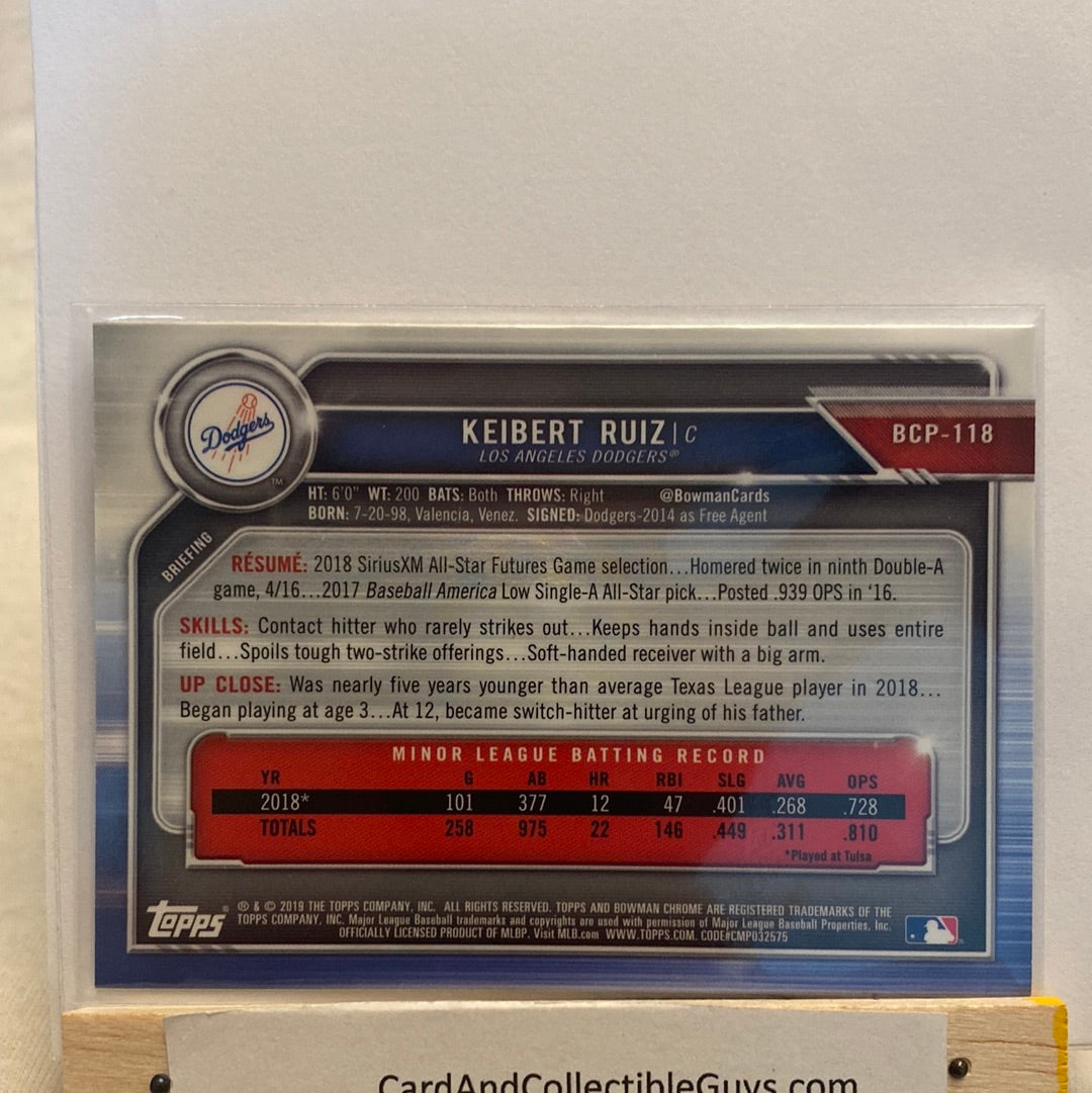 2019 Bowman Chrome Keibert Ruiz 2 card lot trading card